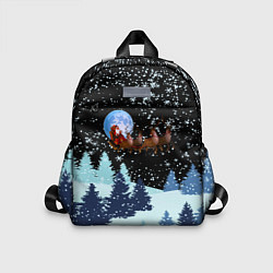 Детский рюкзак Санта на оленях в ночном небе, цвет: 3D-принт