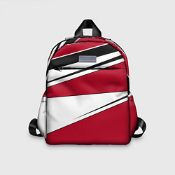 Детский рюкзак Красно черная геометрия на белом, цвет: 3D-принт