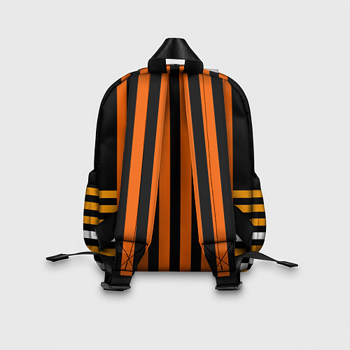 Детский рюкзак Полосатый узор в красных оранжевых тонах на черном / 3D-принт – фото 2