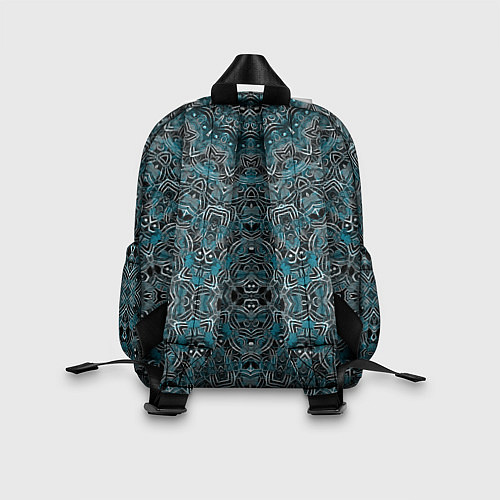 Детский рюкзак Синий , белый орнамент на черном / 3D-принт – фото 2