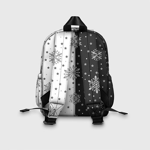 Детский рюкзак Рождественские снежинки на черно-белом фоне / 3D-принт – фото 2