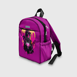 Детский рюкзак Девушка на фоне сердца, неоновый стиль, цвет: 3D-принт — фото 2