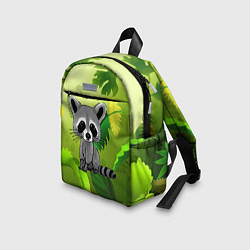 Детский рюкзак Енот на фоне зеленой листвы, цвет: 3D-принт — фото 2