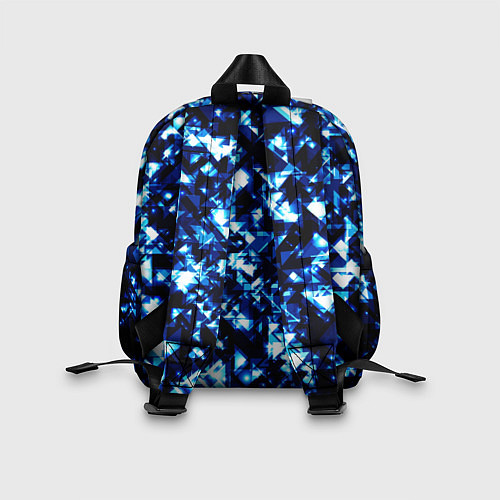 Детский рюкзак Неоновые синие треугольники блестящие / 3D-принт – фото 2