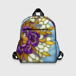 Детский рюкзак Фиалковый букет стеклянный узор, цвет: 3D-принт