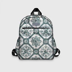 Детский рюкзак Серый паттерн из листьев, геометрии и кристаллов, цвет: 3D-принт