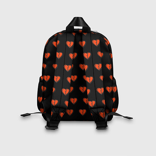 Детский рюкзак Разбитые сердца на черном фоне / 3D-принт – фото 2