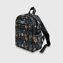 Детский рюкзак Растительный паттерн с котиками, цвет: 3D-принт — фото 2