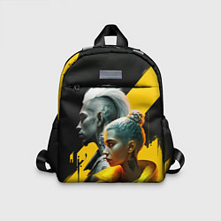 Детский рюкзак Девушка и парень в стиле киберпанк, цвет: 3D-принт