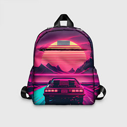 Детский рюкзак Синтвейв закат и автомобиль, цвет: 3D-принт