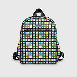 Детский рюкзак Геометрический узор в клетку разноцветный, цвет: 3D-принт