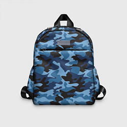 Детский рюкзак Сине-черный камуфляж, цвет: 3D-принт