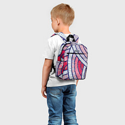 Детский рюкзак Абстрактная белая-фиолетовая-красная текстура, цвет: 3D-принт — фото 2