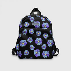Детский рюкзак Дудл цветы на черном - паттерн, цвет: 3D-принт