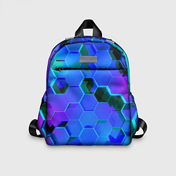 Детский рюкзак Неоновые соты - модный паттерн, цвет: 3D-принт
