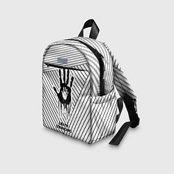 Детский рюкзак Символ Death Stranding на светлом фоне с полосами, цвет: 3D-принт — фото 2
