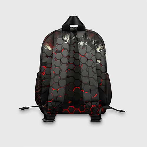 Детский рюкзак Черно-красные объемные плиты / 3D-принт – фото 2