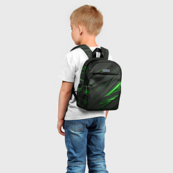 Детский рюкзак Черные объекты в зеленым свечением, цвет: 3D-принт — фото 2