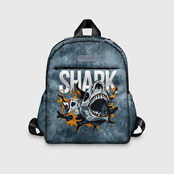 Детский рюкзак С акулой в стиле Арт на синем мраморе, цвет: 3D-принт