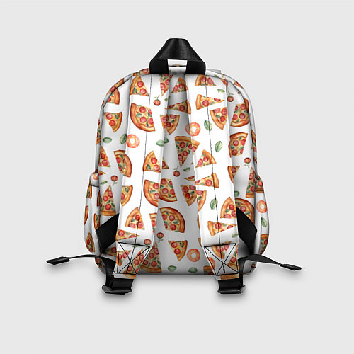 Детский рюкзак Кусочки пиццы - паттерн на белом / 3D-принт – фото 2