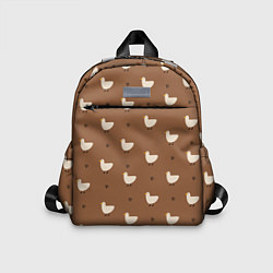 Детский рюкзак Гуси и травка - паттерн коричневый, цвет: 3D-принт