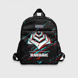 Детский рюкзак Warframe в стиле glitch и баги графики на темном ф