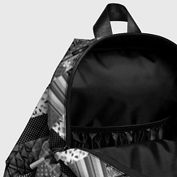 Детский рюкзак Черно белый лоскутный узор, цвет: 3D-принт — фото 2