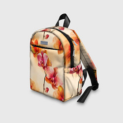 Детский рюкзак Акварельные цветы - персиковый паттерн, цвет: 3D-принт — фото 2