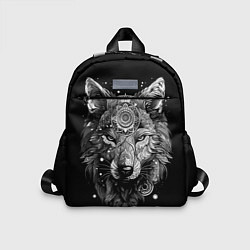Детский рюкзак Волк в черно-белом орнаменте