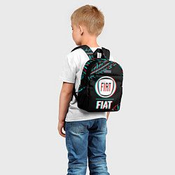 Детский рюкзак Значок Fiat в стиле glitch на темном фоне, цвет: 3D-принт — фото 2