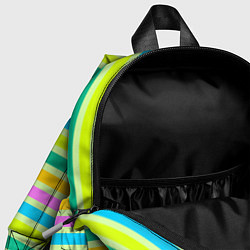Детский рюкзак Желто-зеленый полосатый узор, цвет: 3D-принт — фото 2