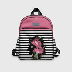 Детский рюкзак Розовые акварельные маки на полосатом фоне