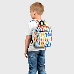 Детский рюкзак Желто-красно-синие перья тай-дай: паттерн, цвет: 3D-принт — фото 2