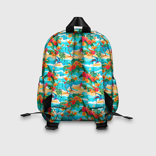 Детский рюкзак Гавайский стиль море и цветы / 3D-принт – фото 2