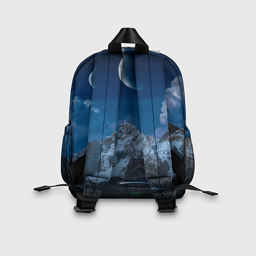Детский рюкзак Ночные горы в природе и небо с нло / 3D-принт – фото 2
