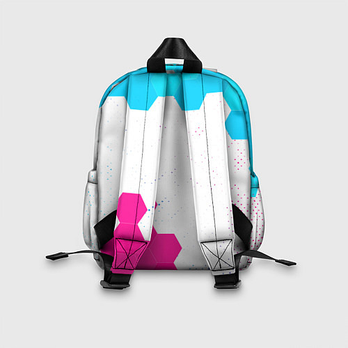 Детский рюкзак Porsche neon gradient style: надпись, символ / 3D-принт – фото 2