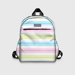 Детский рюкзак Розовые и бирюзовые полосы на белом, цвет: 3D-принт