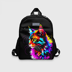 Детский рюкзак Неоновый пушистик - кот, цвет: 3D-принт