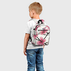 Детский рюкзак Цветы и ветви японской сакуры - текстура холста, цвет: 3D-принт — фото 2