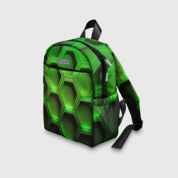 Детский рюкзак Объемные зеленые соты, цвет: 3D-принт — фото 2