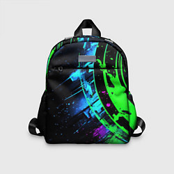Детский рюкзак Яркий зеленый цвет на черном фоне, цвет: 3D-принт