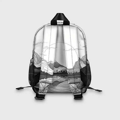 Детский рюкзак Минималистичный пейзаж чб / 3D-принт – фото 2