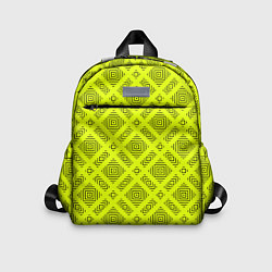 Детский рюкзак Черный геометрический орнамент на желтом фоне, цвет: 3D-принт