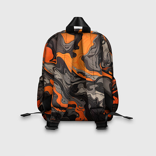 Детский рюкзак Оранжево-черный камуфляж / 3D-принт – фото 2