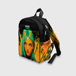 Детский рюкзак Девушка с аквамариновыми волосами с жёлтой краской, цвет: 3D-принт — фото 2