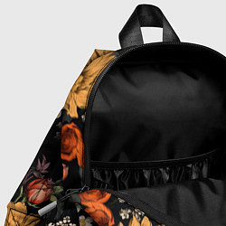 Детский рюкзак Цветочный паттерн на черном, цвет: 3D-принт — фото 2
