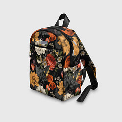 Детский рюкзак Цветочный паттерн на черном, цвет: 3D-принт — фото 2