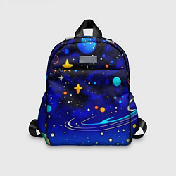 Детский рюкзак Мультяшный космос темно-синий, цвет: 3D-принт