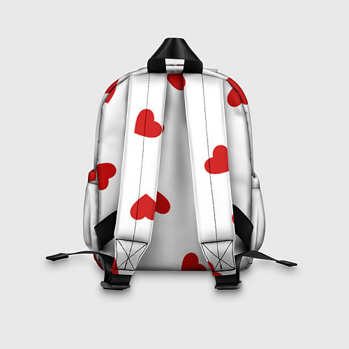 Детский рюкзак Красные сердечки на белом / 3D-принт – фото 2
