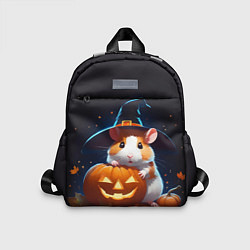Детский рюкзак Хомяк в шляпе ведьмы и тыква на Хэллоуин